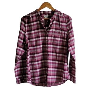 L.L. BEAN Button Down Pink Plaid Flannel Medium